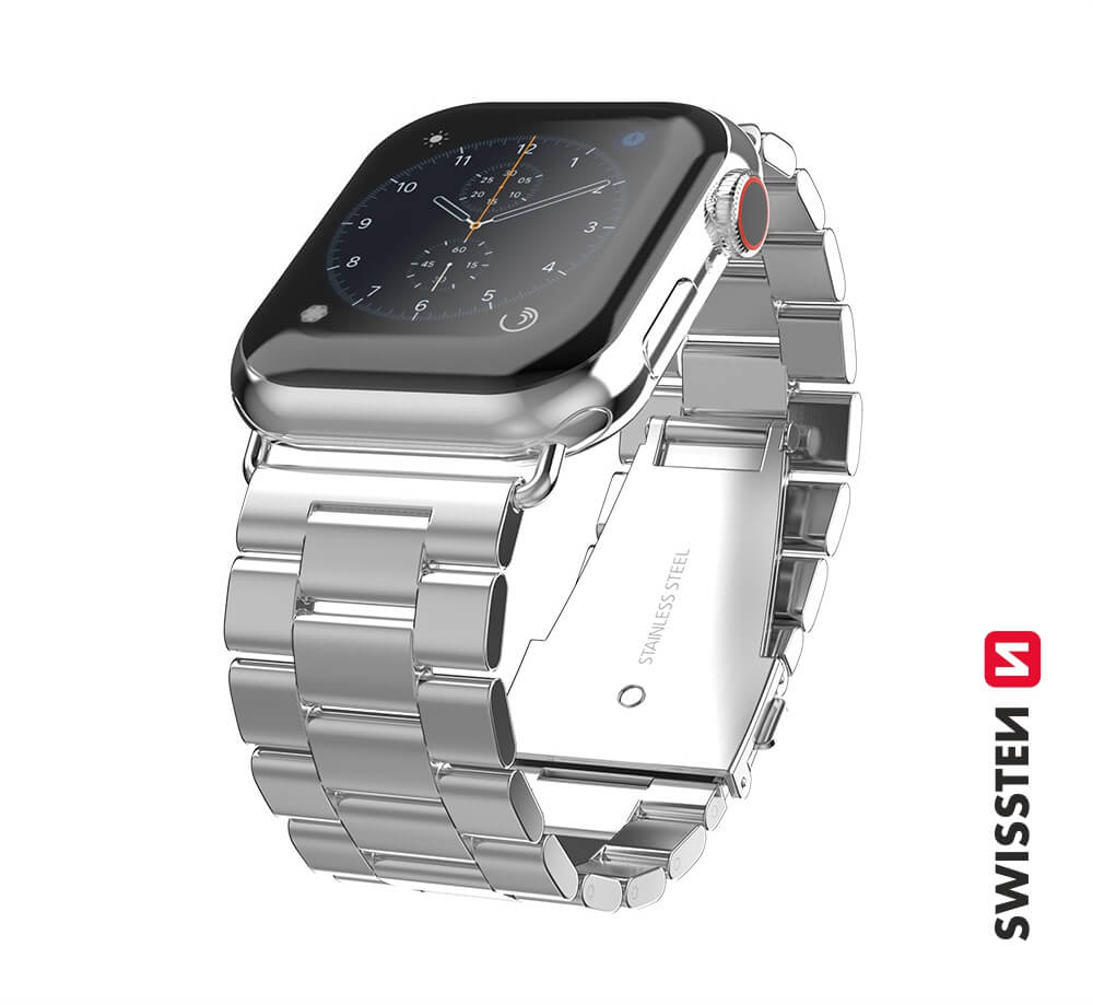Kovový Remienok Swissten pre Apple Watch 38-40 mm - strieborný